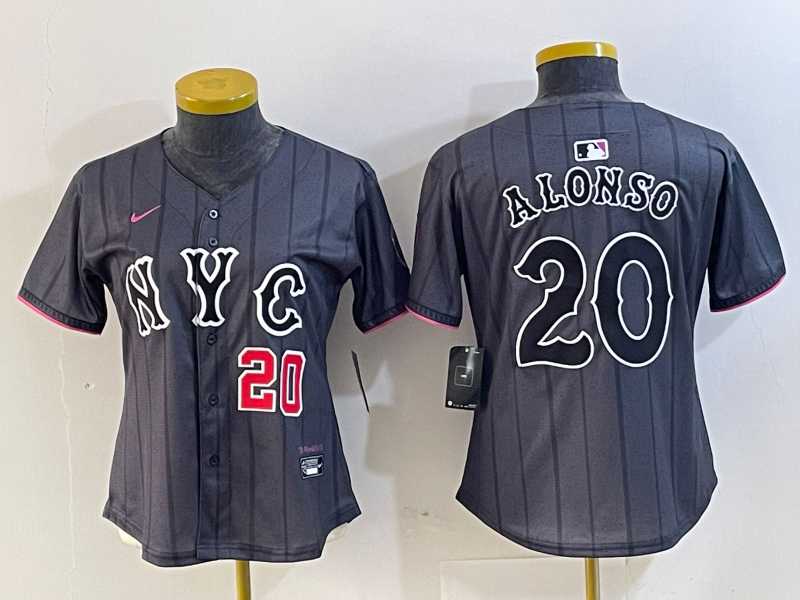 Women%27s New York Mets #20 Pete Alonso Number Grey 2024 City Connect Cool Base Stitched Jerseys
